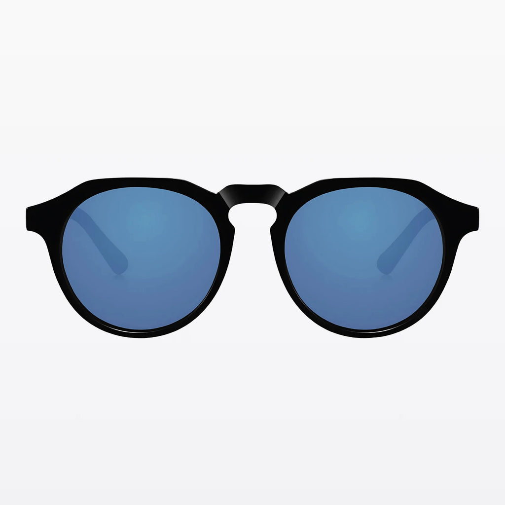 Havaners Oceano black round frames with bold blue lenses, product view 2
