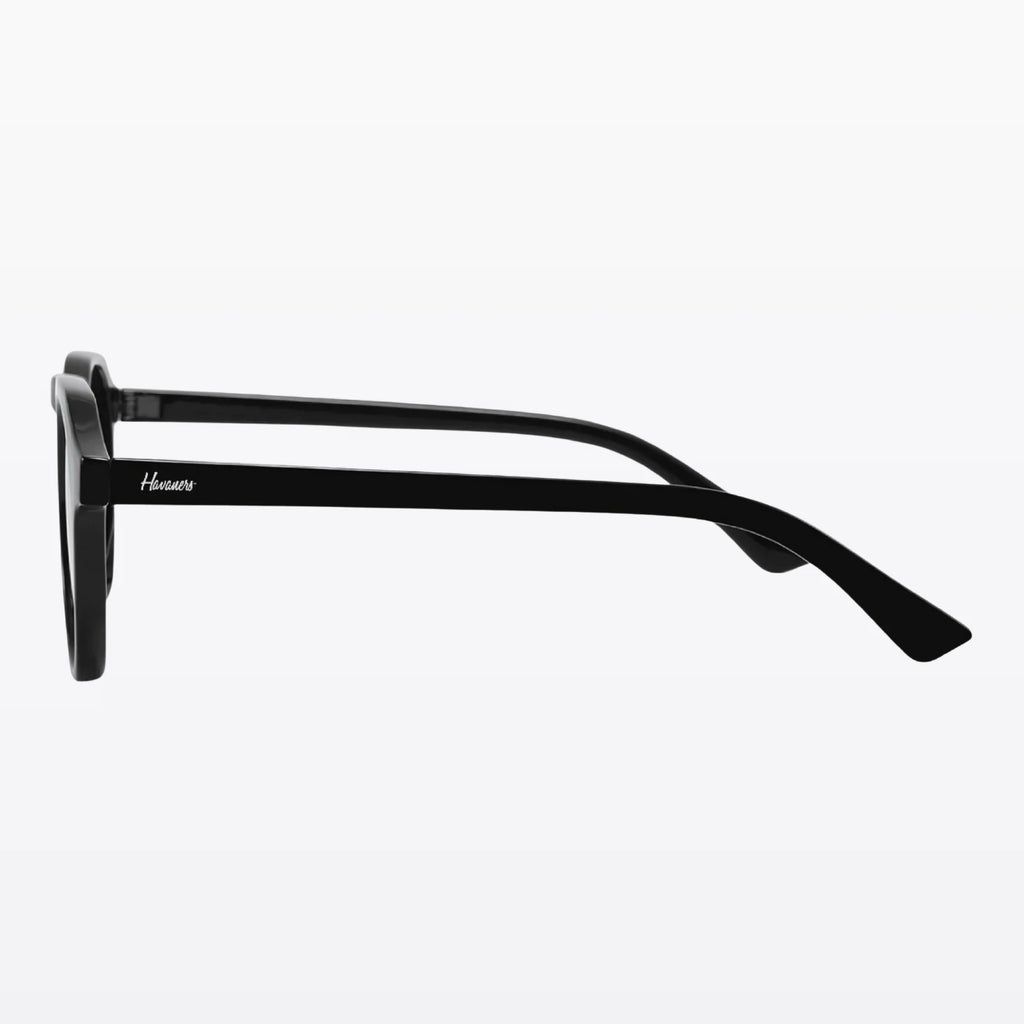 Havaners Oceano black round frames with bold blue lenses, product view 4