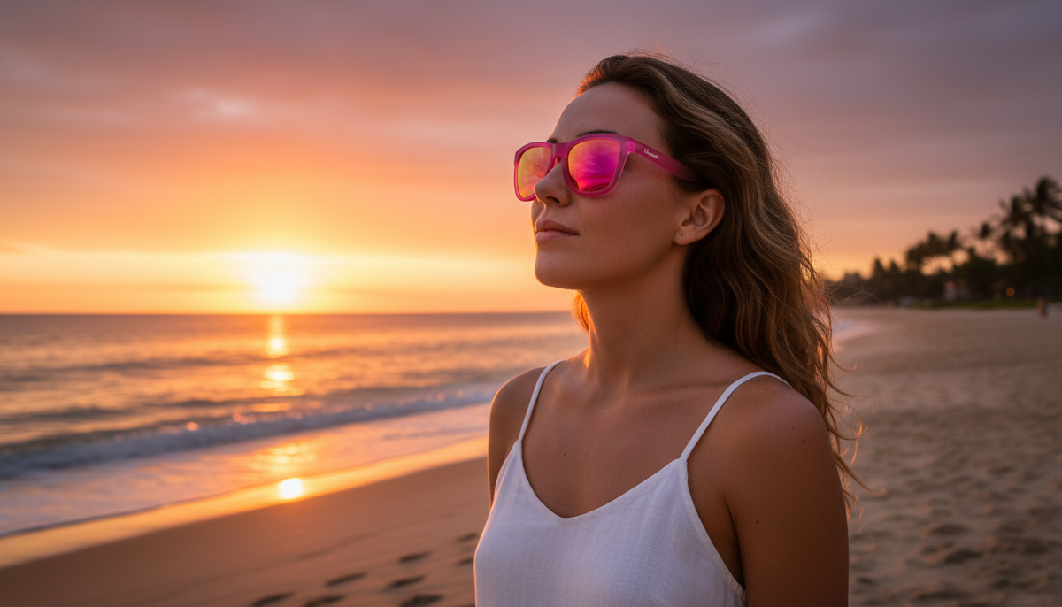 Havaners Sunset pink translucent frames with sunset-toned lenses, product view 5