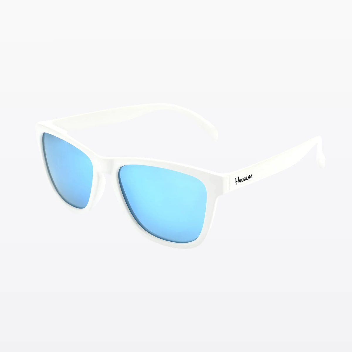 Havaners Alpine white Wayfarer-style frames with blue lenses, product view 3